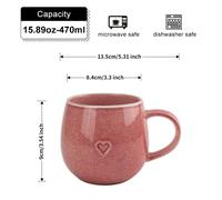 TEMU Una taza de cerámica de gran capacidad, taza de café con relieve transformación en horno, taza de té con diseño de , vaso de agua, vaso de leche, regalo para familiares y , 15.89 oz/470 ml