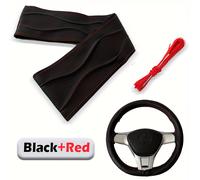 TEMU universal de PU para volante con diseño en relieve 3D, fabricada sin anillo interior e 2 hebras de coser. un agarre antideslizante y transpirable, lo que la cómoda de sujetar