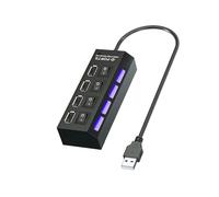 TEMU USB 3.0 7 Puertos con Encendido/Apagado en y Adaptador de Extensión , Cable Extension Compatible para MacBook, Laptop, Surface Pro, PS4, Memoria Usb, Disco Duro Externo - Base Estación Móvil