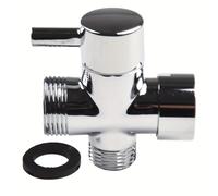 TEMU Válvula Desviadora de Ducha de Latón Cromado, Adaptador en Vías con Control de Flujo de Agua y Mango de Palanca para Ducha Fija y Ducha de , Entrada de 3/4 Pulgadas