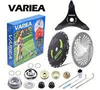 TEMU VARIEA - Cortador de dientes para motosierra 9" x 20T, cuchillas 10" x 80T con punta , 10" x acero al carbonio cortadora + kit adaptadores universal compatible con desbrozadora y podadora