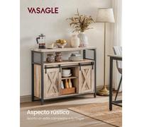 TEMU VASAGLE Aparador, Armario de Cocina, Armario de Almacenamiento, con Correderas, 33 x 100 x 80 cm, Estantes Ajustables, para Salón, /Marrón /Marrón / /Marrón y Negro Tinta