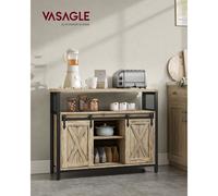 TEMU VASAGLE Aparador, Armario de Cocina, Armario de Almacenamiento, con Correderas, 33 x 100 x 80 cm, Estantes Ajustables, para Salón, /Marrón /Marrón / /Marrón y Negro Tinta