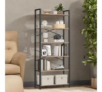 TEMU VASAGLE Estantería de 6 Niveles, Librería con de Acero, para Salón, Dormitorio, Estudio, 30 x 80 x 186 cm, Estilo Industrial, Marrón y Negro Tinta