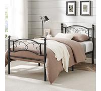 TEMU VASAGLE Estructura Cama, Individual, de Cama Metal, para Colchn de 90 cm x 190 cm, Cama de Invitados, para Adultos, Montaje