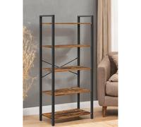 TEMU VASAGLE Librería de 5 Niveles, Estantería de Pie, Estantería de Almacenamiento, de Acero, para Salón, Estudio, Cocina, Estilo Industrial, Marrón y Negro