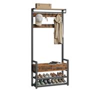 TEMU VASAGLE Perchero Recibidor, Mueble de Entrada con 10 Ganchos Extrables, 2 Cajones, Zapatero, Diseño Separable, 30 x 80,4 x 181,6 cm, y Negro Tinta