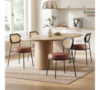 TEMU VASAGLE Sillas de Comedor, Juego de 2 Sillas de Cocina con Respaldo de Bobo PE, Taburetes Tapizadas de Cuero Sintético para Cocina , Marrn Café