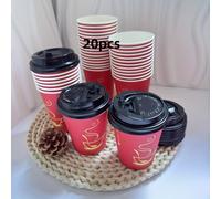 TEMU Vasos de papel desechables engrosados con tapas, vasos para café, vasos para bebidas, vasos para té , vasos para beber para el hogar y uso comercial, tazas de té, vasos para bebidas de calidad