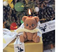 TEMU Velas aromáticas artesanales de oso de peluche con bufandas | Hechas de cera de soja natural, ideales para uso en interiores, regalo para Navidad, Pascua, Día de San Valentín, Acción de Gracias