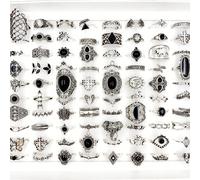 TEMU Venda al por mayor 50pcs/paquete Anillo de Mujer Estilo Bohemio Retro con Diseño Geométrico Aleación Color Tamaño 15mm-19mm para Fiestas y Ocio Regalo Encanto Set de Anillos Sin Envío Aleatorio