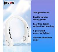 TEMU Ventilador de Cuello Portátil jkuoo 1 ud., Recargable por USB, Mini Ventilador Personal con Pantalla Digital, Ajustable, Seguro y , para Oficina, Deporte y Uso al