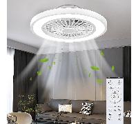 TEMU Ventilador de techo ATEROLL con iluminación de 55.8 cm de diámetro, regulable (3000K-4000K-6500K), 6 velocidades con control remoto, temporizador, memoria de luz, para dormitorio