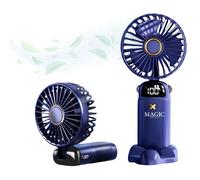 TEMU Ventilador de USB-C. Mini Ventilador de Bolsillo Silencioso, Portatil con 5 Velocidades y Base. Ventilador Plegable con Colgador de Cuello para Oficina, Hogar. Cable de Carga Incluido.