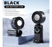 TEMU Ventilador Portátil de Refrigeración Ultra Silencioso con Pantalla LED Digital, Plegable y Colgante para Cuello, Uso en Escritorio o Exterior, Batería de 3600mAh