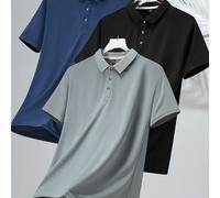 TEMU Verano 2025 Poliéster Sub Face Hombres 3piezas Casual Deportes con Cuello Polo Camisa