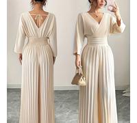 TEMU verano, de un elegante mono de color sólido con cuello cruzado en V y de , que en la espalda que ceña la cintura. de murciélago son cómodas para los más grandes.