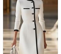 TEMU Vestido Abrigo de Cuello con Dobladillo Color Block, de Lujo y para