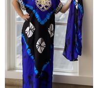 TEMU Vestido caftán de talla grande con estampado floral para Ramadán, elegante vestido de manga corta con cuello para mujeres del Medio , ropa de talla grande para mujer