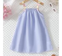 TEMU Vestido casual azul para jóvenes - Sin , tejido no elástico con de , para /verano, ropa casual | | Vestido de deslizamiento