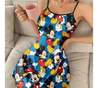 TEMU Vestido Casual para Mujer con Tirantes y Estampado de en Tela Fiber - Azul, Serie Disney