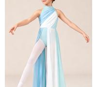 TEMU Vestido de baile dividido a bloques de color para niñas