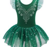TEMU Vestido de baile para niñas, cortas de malla, vestido de baile con diamantes, vestido ajustado