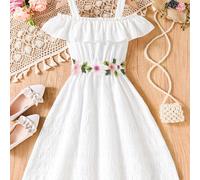 TEMU Vestido de Boda Elegante para Niñas con Hombros Descubiertos - Cinturón Floral - Traje Formal para y Fiestas - Tela No Elástica