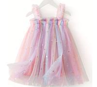 TEMU Vestido de Fiesta y A-Line con Cortas con Volantes y Falda de Malla Superpuesta - Cintura Elástica, Vestido para Invitadas de Boda, Conjunto, Disfraz de Prom ( a /Limpieza )