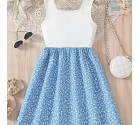 TEMU Vestido de flores sin para niñas elegantes de /verano con silueta de tienda y ajuste suelto