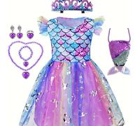 TEMU Vestido de Manga Corta con Estampado Aleatorio de Coloridas para Niñas, Regalo de , Fiesta de Halloween, Navidad, Carnaval Infantil y Mardi Gras