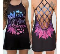 TEMU Vestido de Mujer con Estampado de y Rompecabezas - Diseño de Resort con Espalda Cruzada y Corte