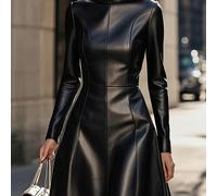 TEMU Vestido de Mujer de Larga y Cuello de Color Sólido a para Comercio Internacional en Europa y América, Adecuado para Desplazamientos Profesionales con un Estilo Elegante y .