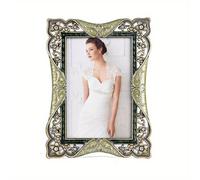 TEMU Vestido de novia europeo minimalista romántico estilo nórdico, marco de fotos , marco de fotos de color esmalte metálico, soporte de exhibición de fotos de boda.