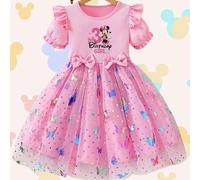 TEMU Vestido de Número 3 para Niñas con Licencia Disney - Disfraz Oficial Princesa Azul Minnie Mouse, Cortas Con Volantes y Estampado del Número 3, Ajustable e Ideal Para Presentaciones