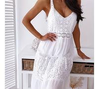 TEMU Vestido de Playa Plus Size con Escote en V, Encaje Floral y Tirantes para Mujer - Llegada