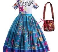TEMU Vestido de princesa con estampado para niñas con juego de bolso, disfraz de fiesta de de Halloween, Navidad, Carnaval y Mardi Gras.