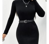 TEMU Vestido de Punto Elegante para Mujer - Traje Formal y Casual con Estilo Smoking, Vestido Largo Elástico Lavable a Máquina, Ropa de Invierno con Largas, Prendas de Punto Hiperelásticas