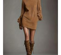 TEMU Vestido Elegante de Cuello para Mujer con Bolsillos - Larga, Largo Midi, Corte H, Color Sólido para , , Oficina Semi-Formales - Lavable a Máquina para Uso Todo el Año