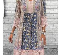 TEMU Vestido elegante de encaje con estampado patchwork moderno de y otoño para fondos de inversión