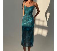 TEMU Vestido Elegante Sin para Mujer con Corte A y Abertura Media - Top Ajustado de Tirantes Cortos, Ideal para Invitadas de Boda, Fiestas y Outfits - Uso en Todas , a (No Limpieza ) - Formal