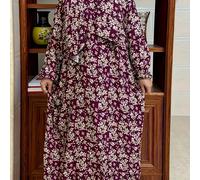 TEMU Vestido Largo Elegante con Estampado, Talla Grande, Abaya Tradicional para Mujeres Árabes, Vestido para Mujer