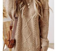 TEMU Vestido Largo Elegante para Mujer - Larga de Invierno, Cuello , Color Sólido, Ajuste Holgado, Vestido de y Invitada de Boda, Vestido de Boda para Otoño e Invierno