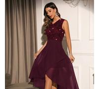 TEMU Vestido sin con Lentejuelas y Pliegues Elegantes, Cuello , Color Sólido, Detalles Brillantes para Mujer, para Todas