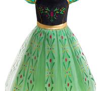 TEMU Vestido verde plisado la para niñas | Manga corta, tela sin elasticidad, tropical, drapado para actuación de Halloween