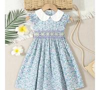 TEMU Vestidos Florales para Bebés Niñas con Estampado Floral - Tela No Elástica, Largo la , Fácil de y Lavable a Máquina, Ideal para , Sesiones Fotográficas y Reuniones Familiares