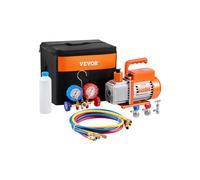 TEMU VEVOR Bomba de vacío de única de paleta rotativa HVAC de 3.5 CFM y kit de manómetro de manifold compatible con refrigerantes R134a, R22, R12 y R502