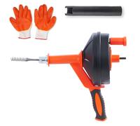 TEMU VEVOR Desatascador de desagües de 25 pies, serpiente de plomería con adaptador para taladro, removedor de obstrucciones de desagües para cocina y baño con manguera y guantes