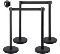 TEMU VEVOR - Juego de 4 de control de , con cinturón retráctil de 6.6 pies/2 color negro, de control de con base de hormigón y metal - Montaje de conexión sencilla