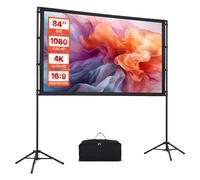 TEMU VEVOR Pantalla de Proyector con Soporte, 84 Pulgadas 160° Gran Pantalla de Proyección , 16:9 4K HD Pantallas Portátiles de con Bolsa de Transporte, para Películas Cine en Casa Presentación